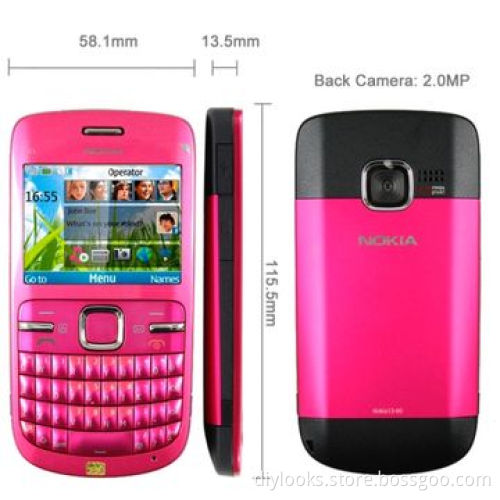 Refurbished Original Nokia C3, Magenta
